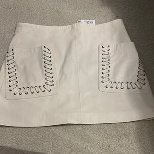 H&M Cream Mini Skirt with Black Detailing